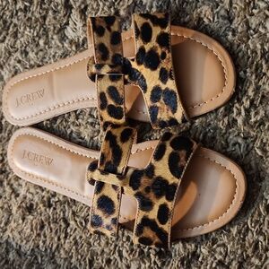 J Crew Factory Calf hair beachside slide sandals. Size 8